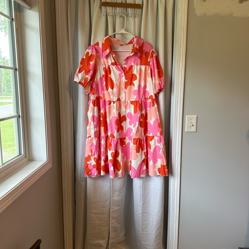 SHEIN Pink and Orange Curve Dress